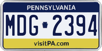 PA license plate MDG2394