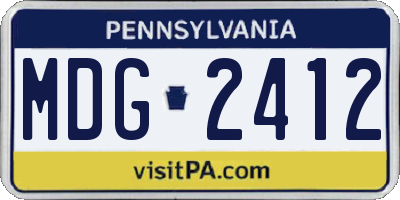 PA license plate MDG2412
