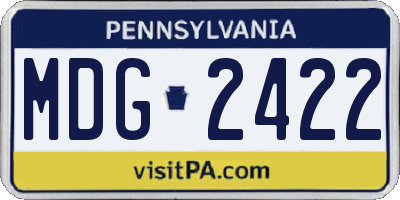 PA license plate MDG2422