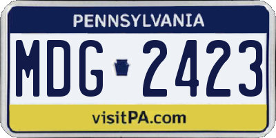 PA license plate MDG2423