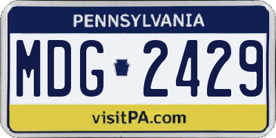 PA license plate MDG2429