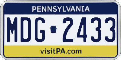 PA license plate MDG2433