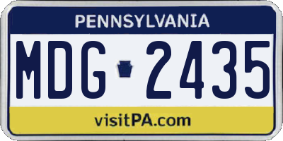 PA license plate MDG2435