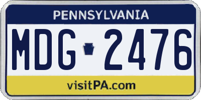 PA license plate MDG2476