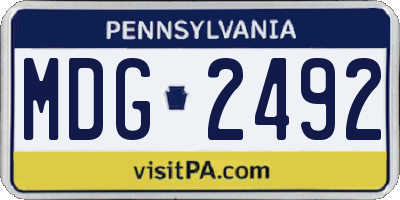 PA license plate MDG2492