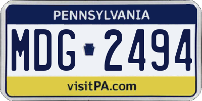 PA license plate MDG2494