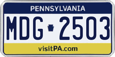 PA license plate MDG2503