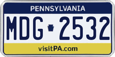PA license plate MDG2532