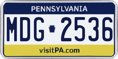 PA license plate MDG2536