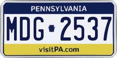 PA license plate MDG2537