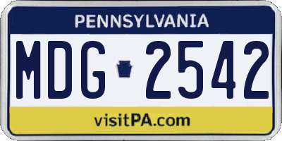 PA license plate MDG2542