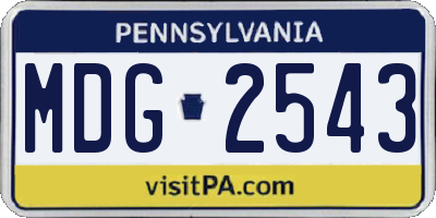 PA license plate MDG2543