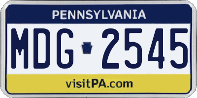 PA license plate MDG2545