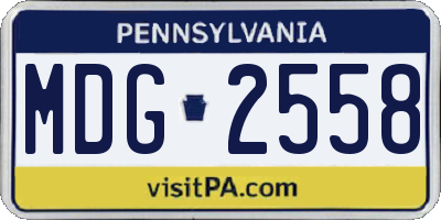 PA license plate MDG2558