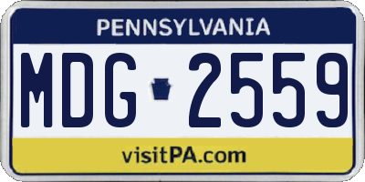 PA license plate MDG2559
