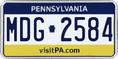 PA license plate MDG2584