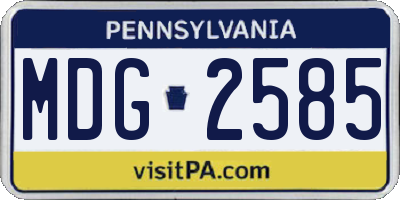 PA license plate MDG2585