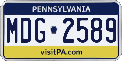 PA license plate MDG2589