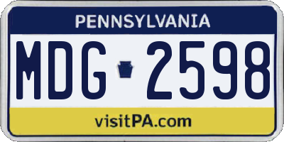 PA license plate MDG2598