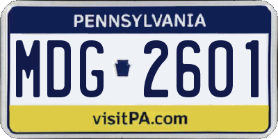 PA license plate MDG2601