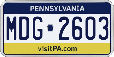 PA license plate MDG2603