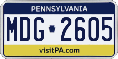 PA license plate MDG2605
