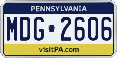 PA license plate MDG2606