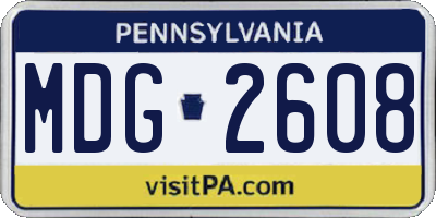 PA license plate MDG2608