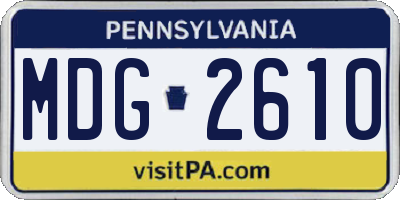 PA license plate MDG2610