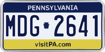 PA license plate MDG2641
