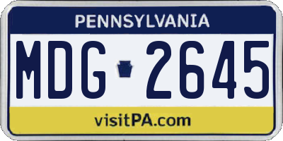 PA license plate MDG2645