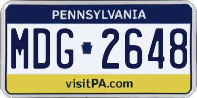 PA license plate MDG2648