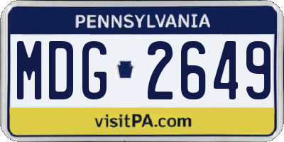 PA license plate MDG2649