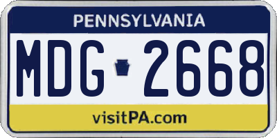 PA license plate MDG2668
