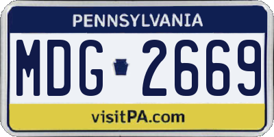 PA license plate MDG2669