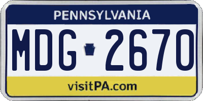 PA license plate MDG2670