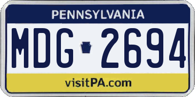 PA license plate MDG2694