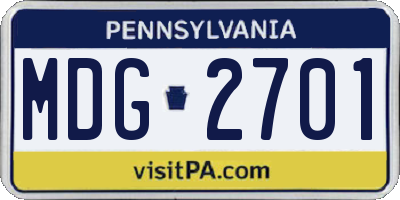 PA license plate MDG2701