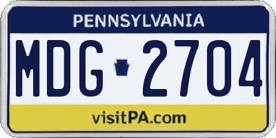 PA license plate MDG2704