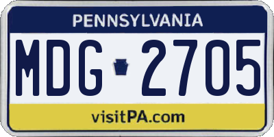 PA license plate MDG2705