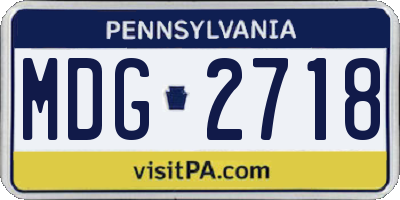 PA license plate MDG2718