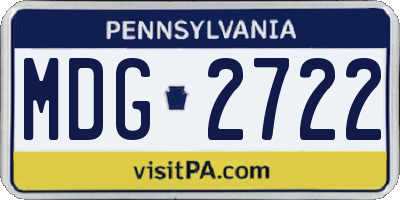 PA license plate MDG2722