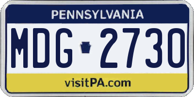 PA license plate MDG2730