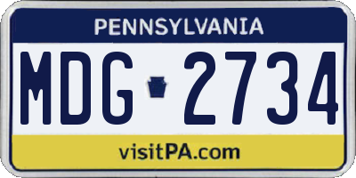 PA license plate MDG2734