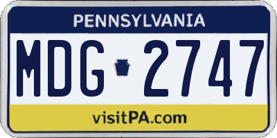 PA license plate MDG2747