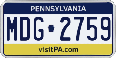 PA license plate MDG2759