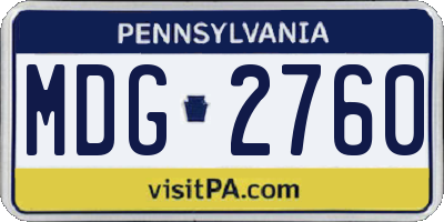 PA license plate MDG2760