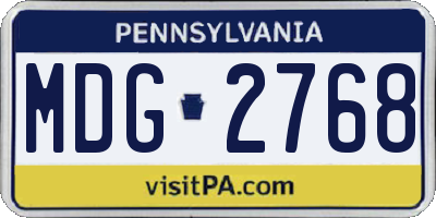 PA license plate MDG2768