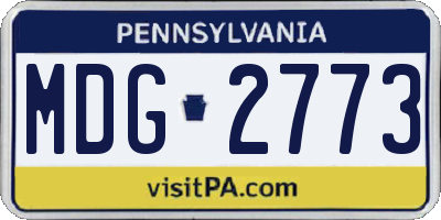 PA license plate MDG2773