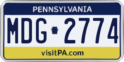 PA license plate MDG2774